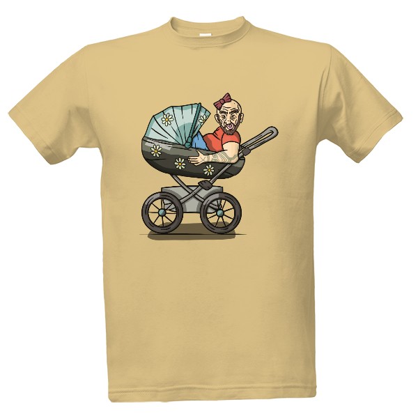 Tričko s potiskem Chlap v kočárku