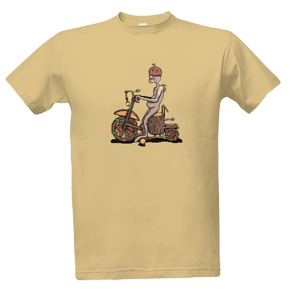 Tričko s potiskem Žaludový pán na dřevěném skútru